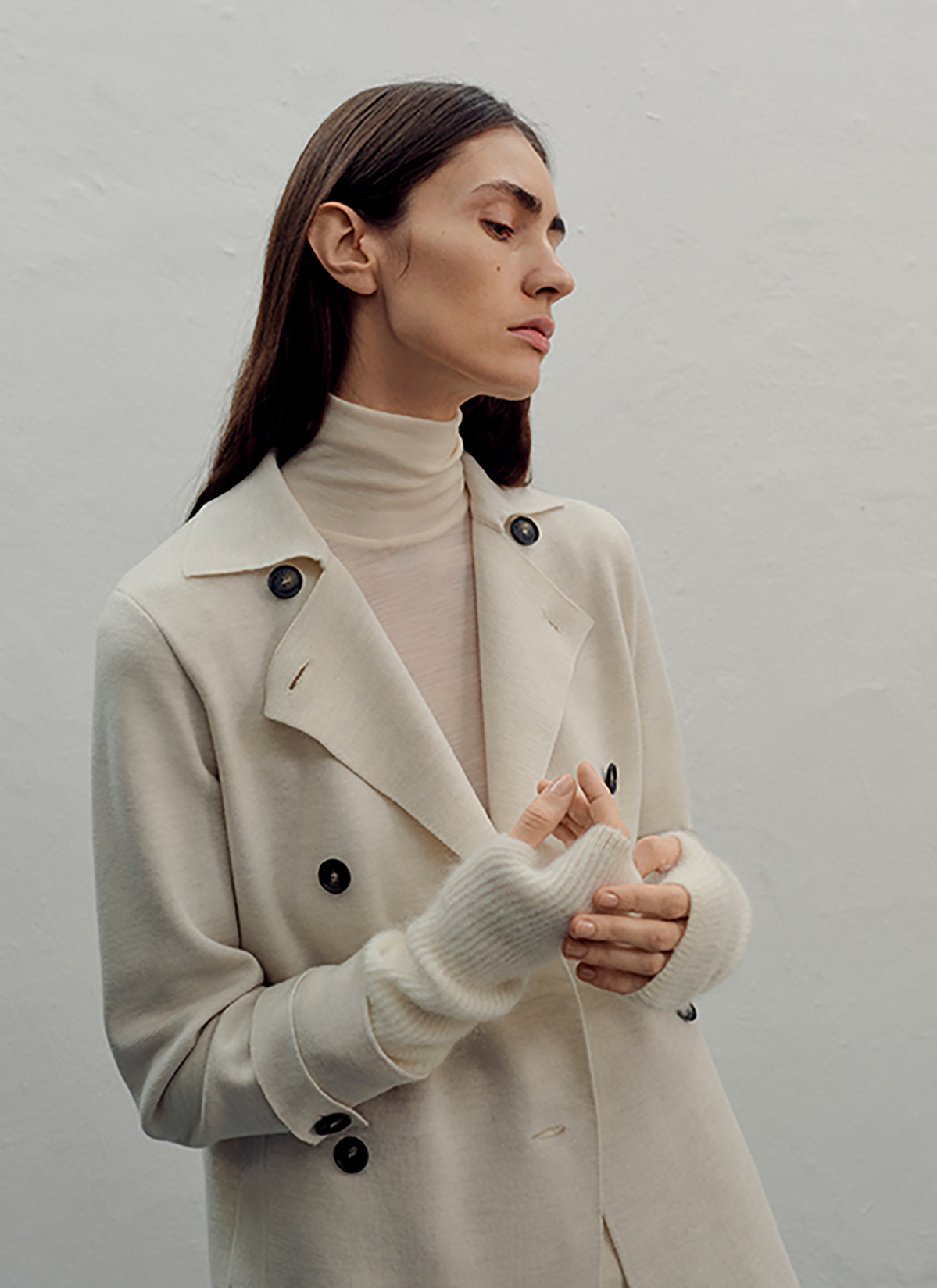Strickjacke Knopf 1/1 Arm, Off White Frontansicht