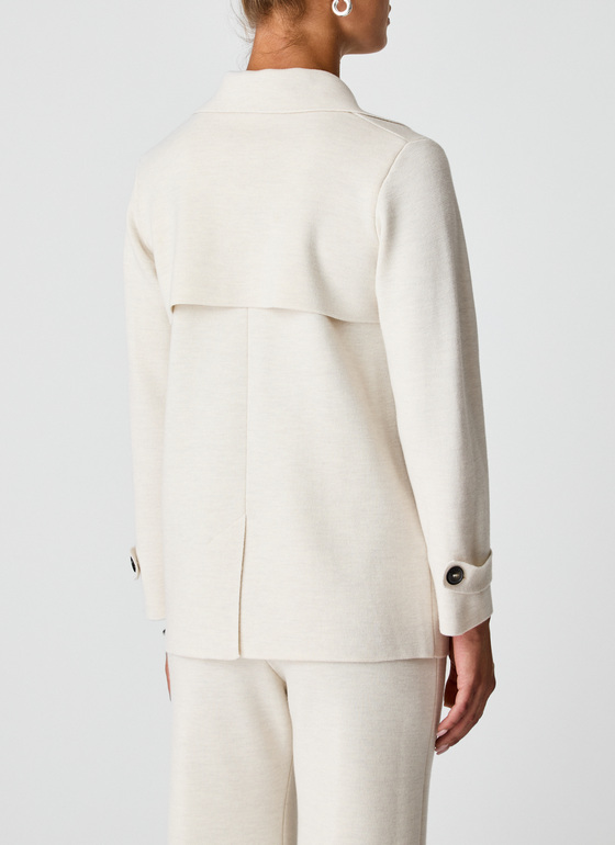 Strickjacke Knopf 1/1 Arm Off White Frontansicht