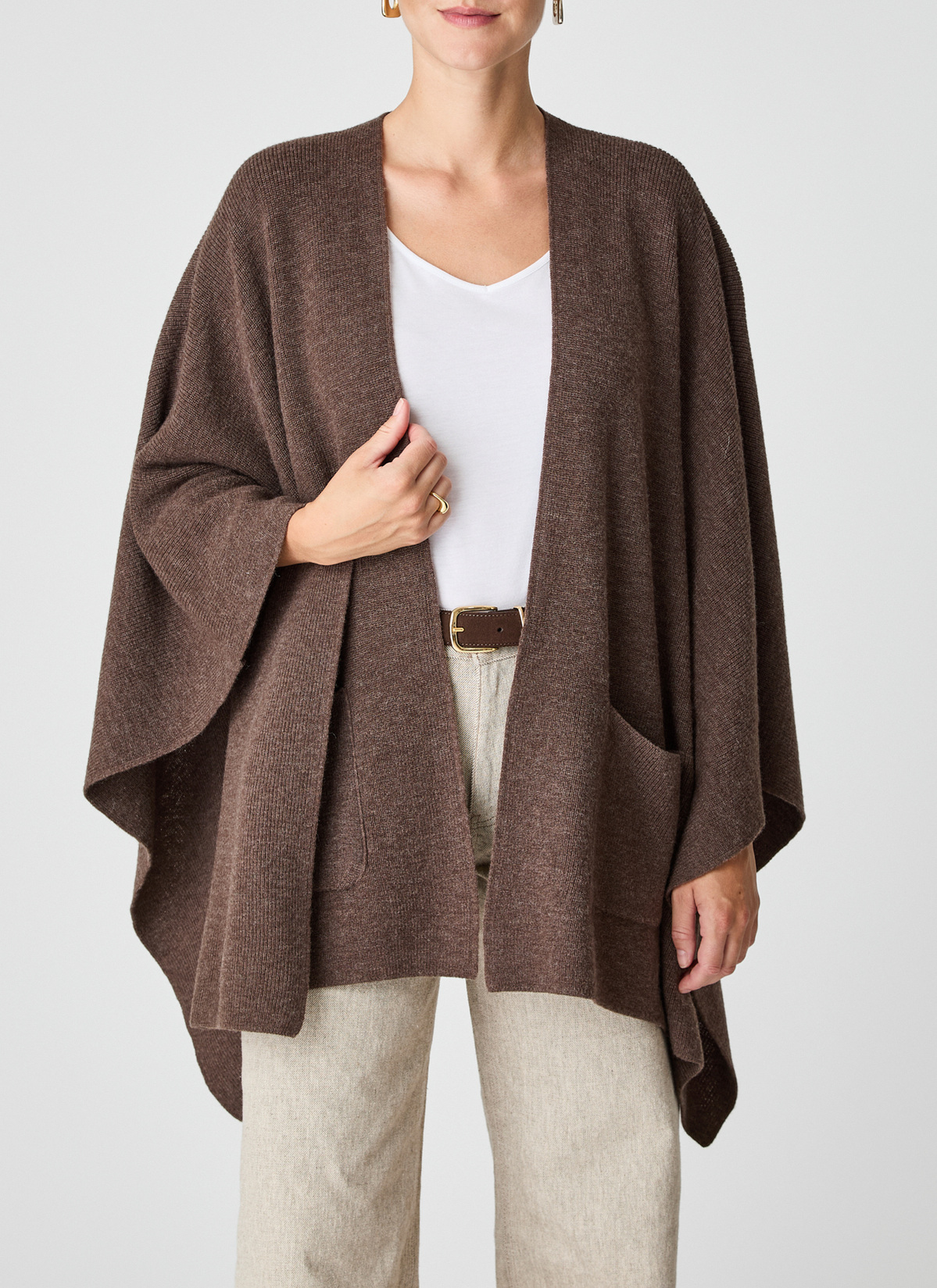 Strick Cardigan 1/2 Arm, Hardwood Frontansicht