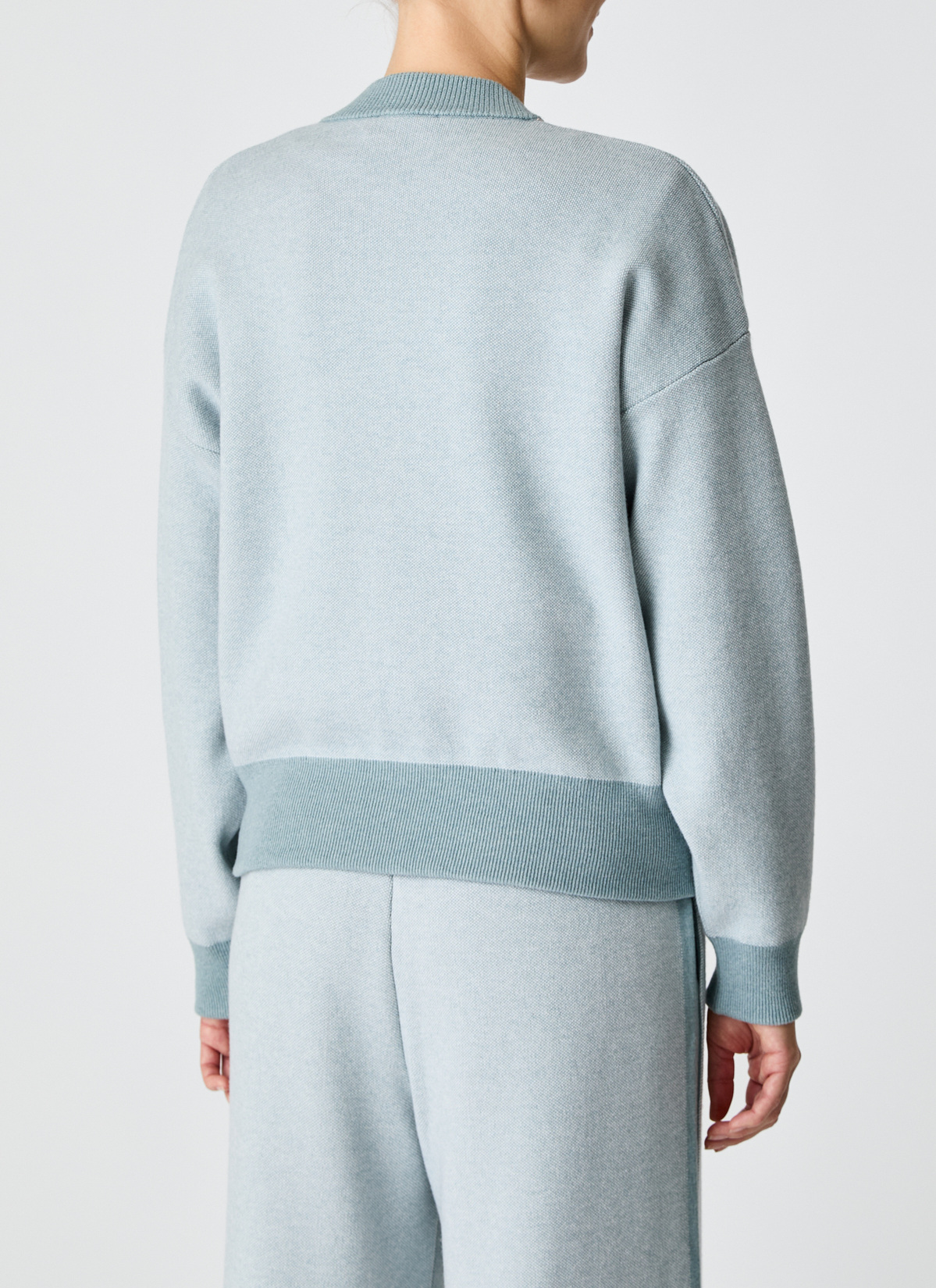 Strickjacke Zip 1/1 Arm, Lake Blue Rückansicht