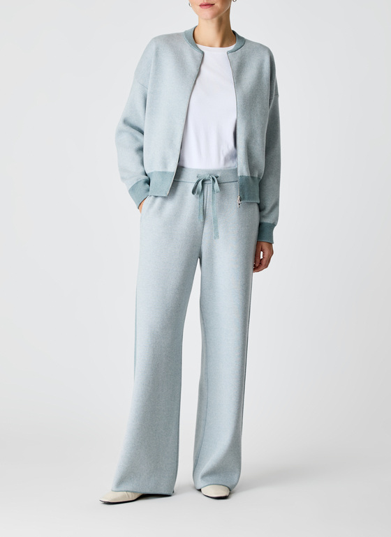 Strickjacke Zip 1/1 Arm Lake Blue Frontansicht