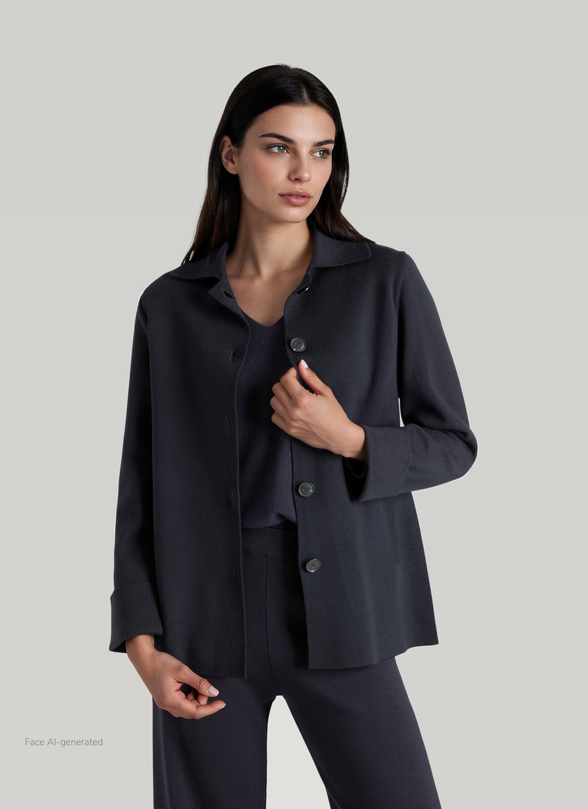 Strickjacke 1/1 Arm, Navy Detailansicht 2