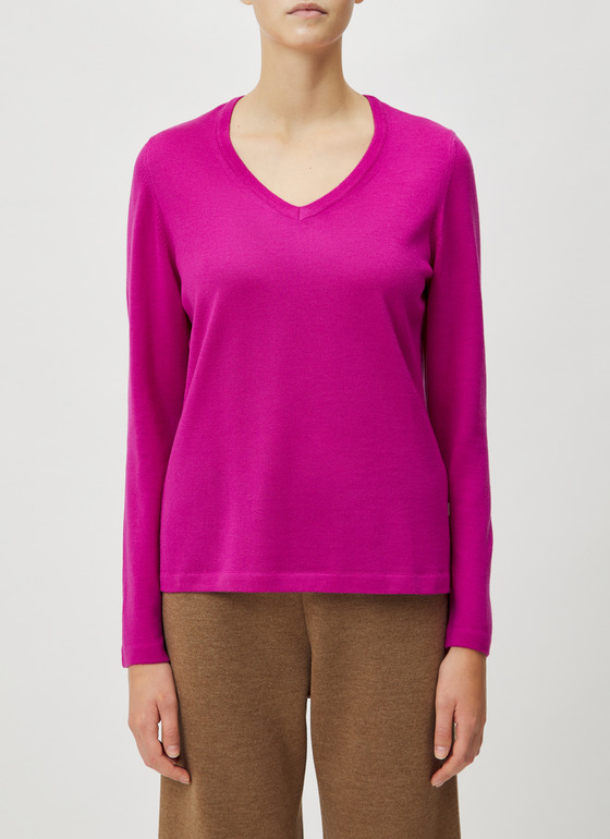 Pullover V-Ausschnitt 1/1 Arm Vivid Orchid Frontansicht