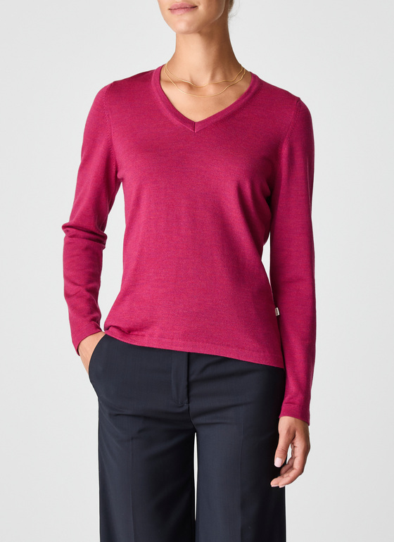Pullover V-Ausschnitt 1/1 Arm Shocking Pink Frontansicht