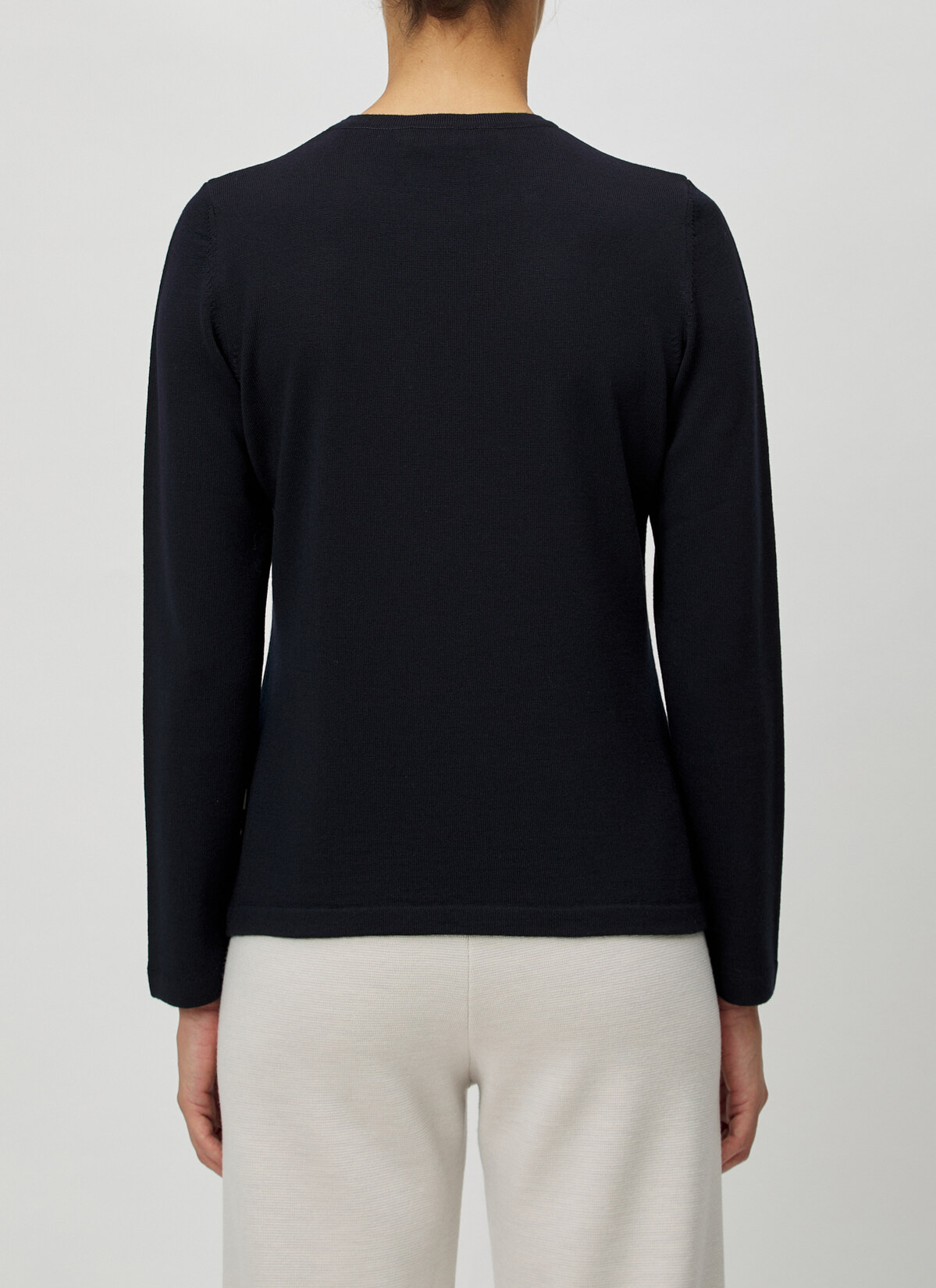 Pullover Rundhals 1/1 Arm, Navy Rückansicht