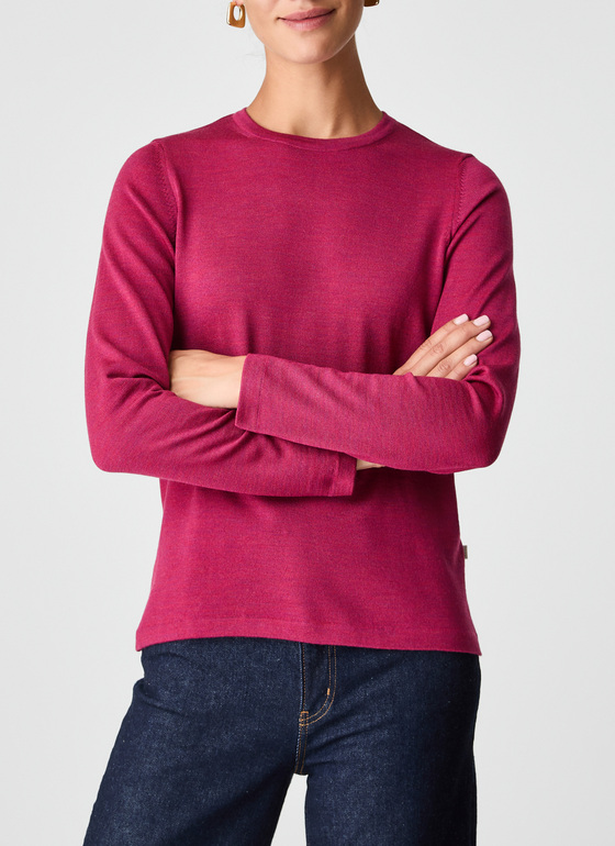 Pullover Rundhals 1/1 Arm Shocking Pink Frontansicht