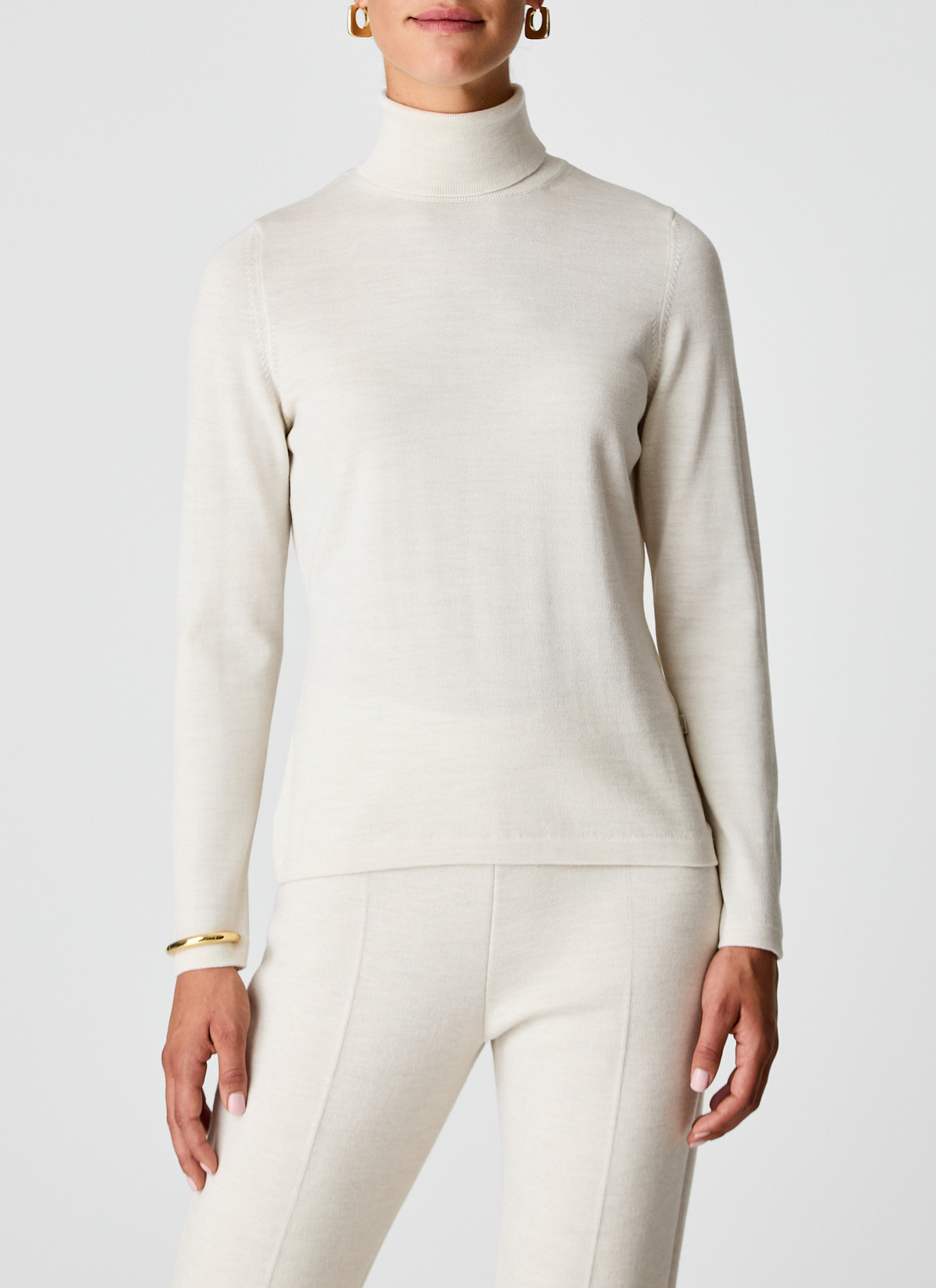 Pullover Rollkragen 1/1 Arm, Off White Frontansicht