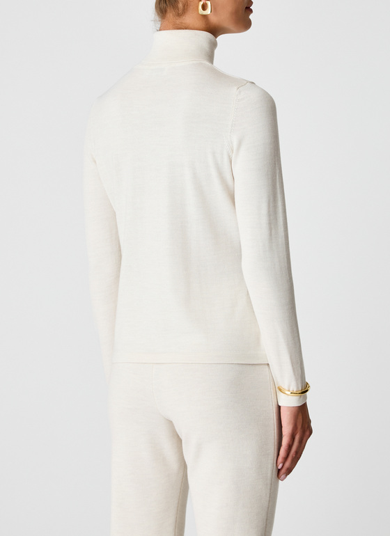 Pullover Rollkragen 1/1 Arm Off White Frontansicht