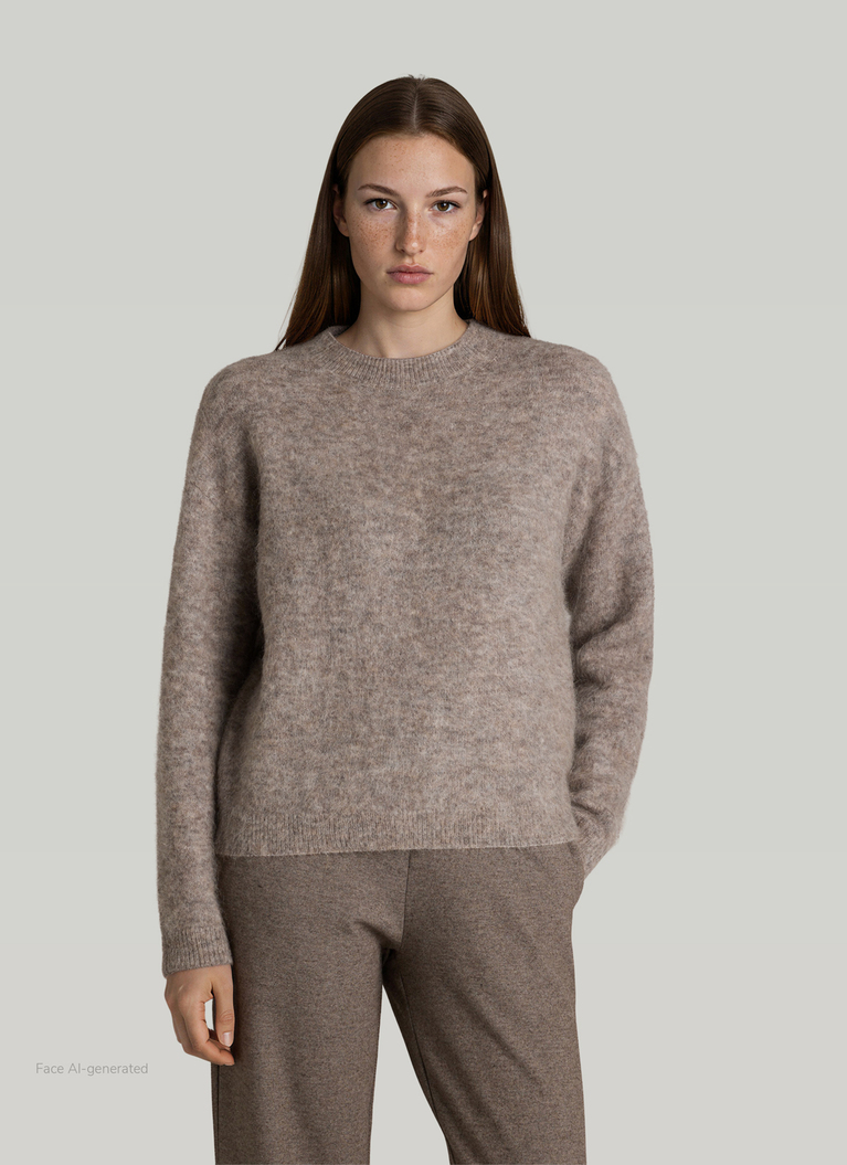 RundhalspulloverTaupe Grey Frontansicht
