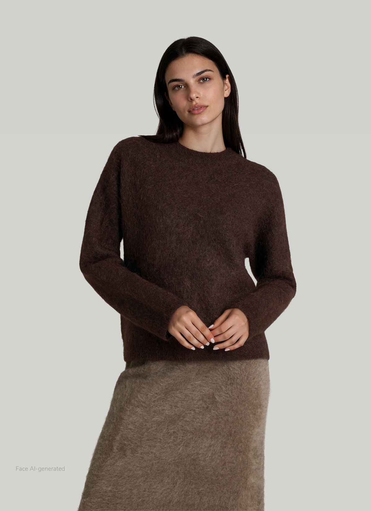 Pullover Rundhals 1/1 Arm, Dark Coffee Detailansicht 2