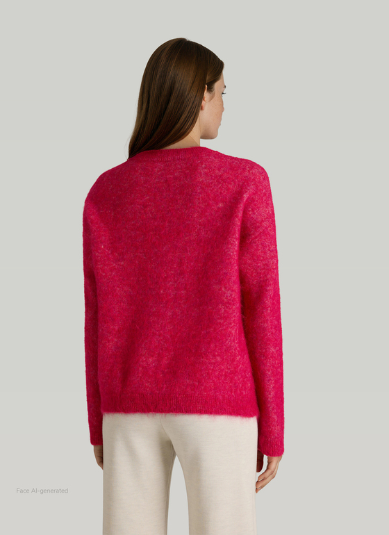 Pullover Rundhals 1/1 Arm Peony Red Frontansicht
