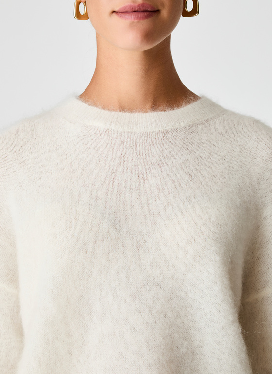 Pullover Rundhals 1/1 Arm New White Frontansicht