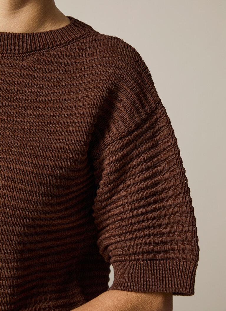 Pullover Rundhals 1/1 Arm, Dark Chocolate Detailansicht 2