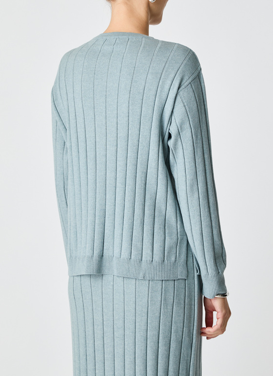 Pullover Rundhals 1/1 Arm Lake Blue Frontansicht