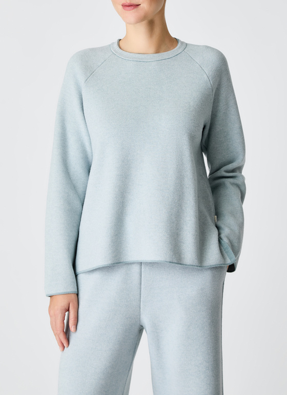 Pullover Rundhals 1/1 Arm Lake Blue Frontansicht