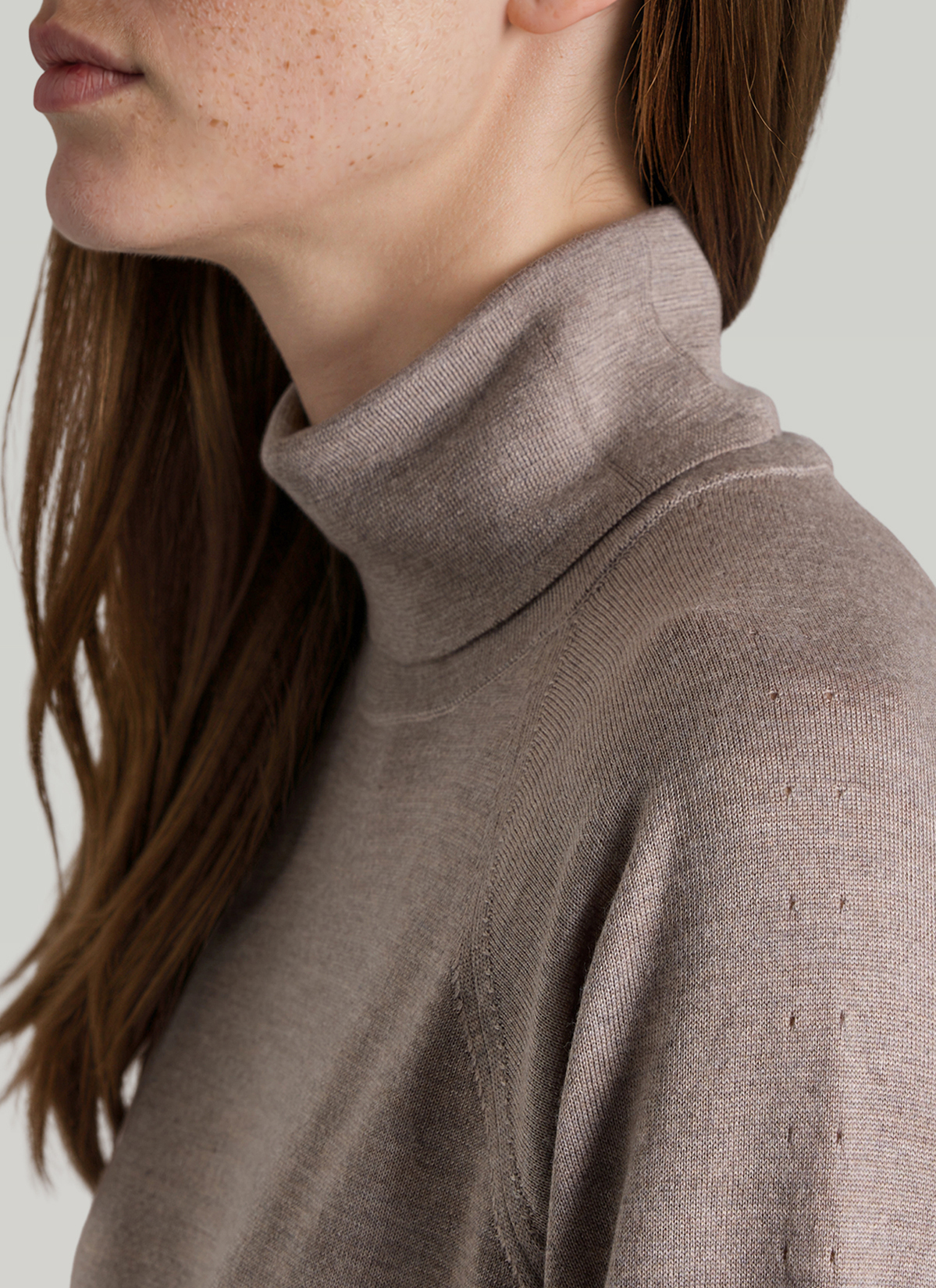 Pullover Rollkragen 1/2 Arm, Taupe Grey Detailansicht 1
