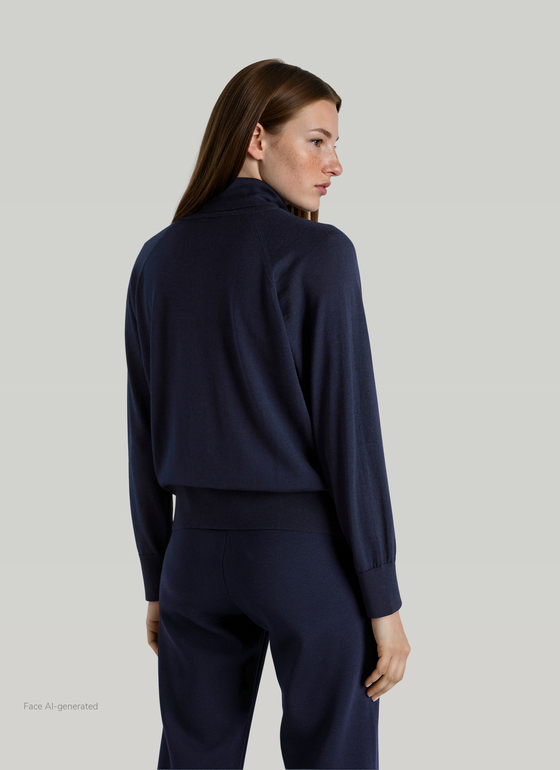 Pullover Rollkragen 1/2 Arm Dark Denim Frontansicht