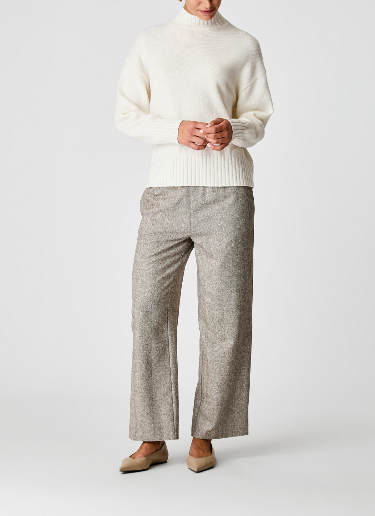 Pullover Stehkragen 1/1 Arm, New White Detailansicht 2