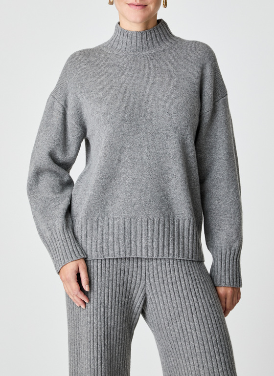 Pullover Stehkragen 1/1 Arm Granite Grey Frontansicht