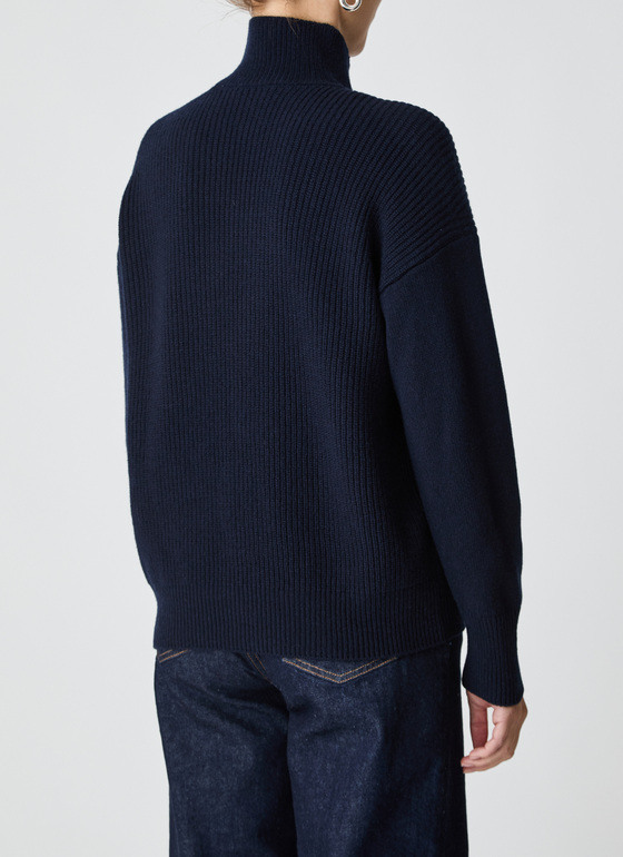 Pullover Stehkragen 1/1 Arm Navy Frontansicht