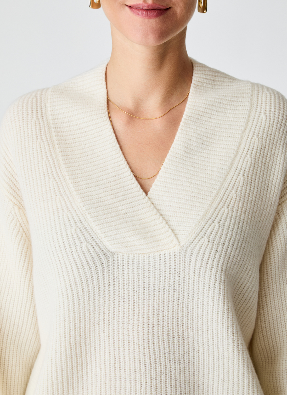 Pullover V-Ausschnitt 1/1 Arm, New White Detailansicht 2