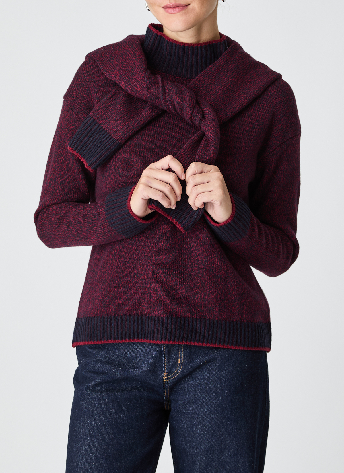 Pullover Stehkragen 1/1 Arm, Oxid Red Detailansicht 1