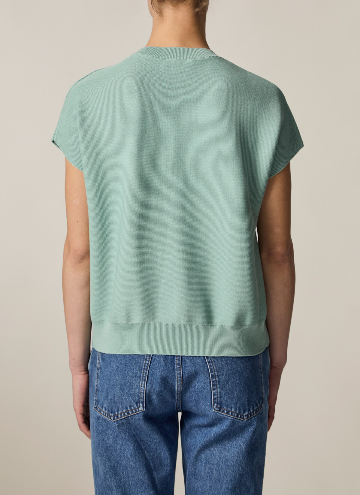 Pullover Rundhals 1/2 Arm, Light Aqua Rückansicht