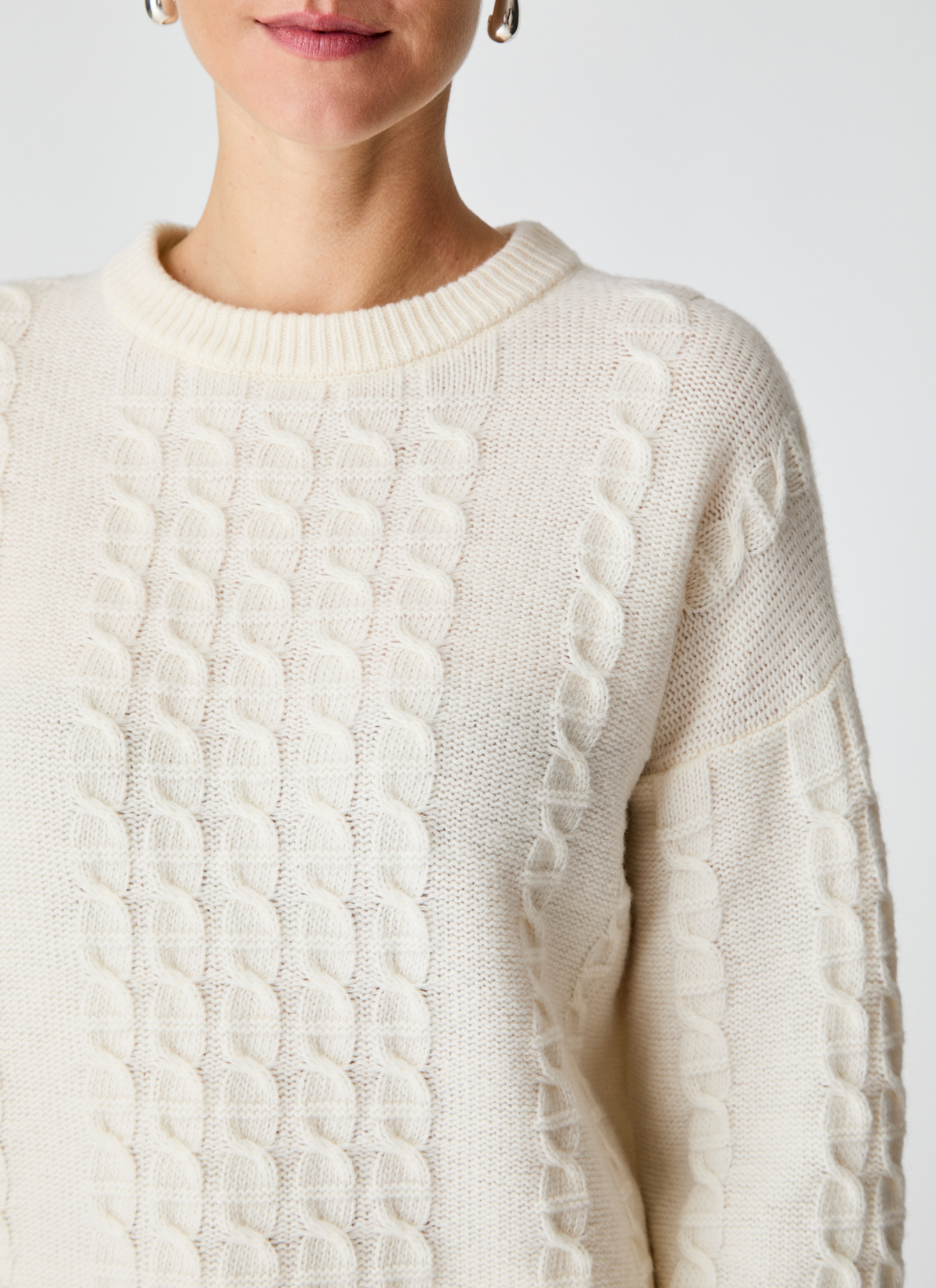 Pullover Rundhals 1/1 Arm, New White Detailansicht 2