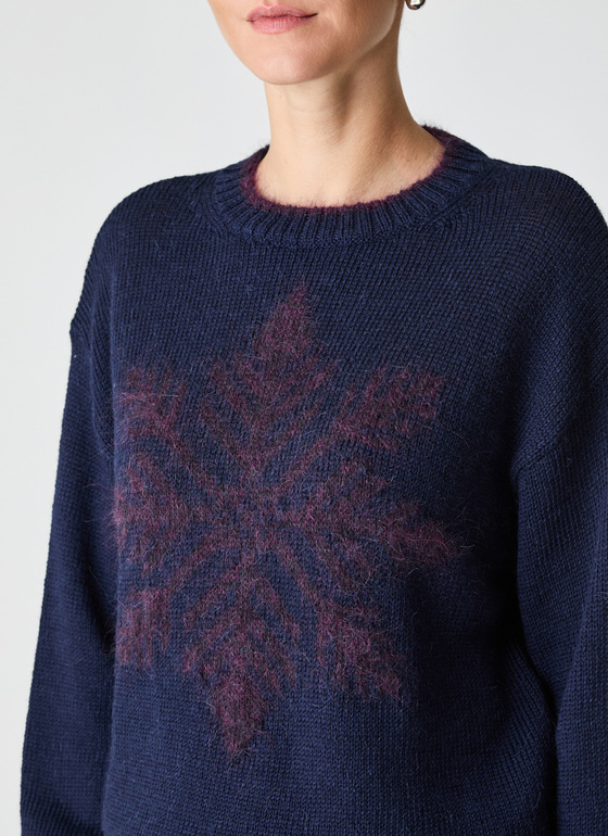 Pullover Rundhals 1/1 Arm Navy Frontansicht