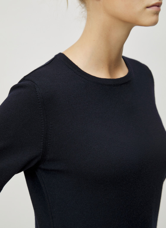 Pullover Rundhals Navy Frontansicht