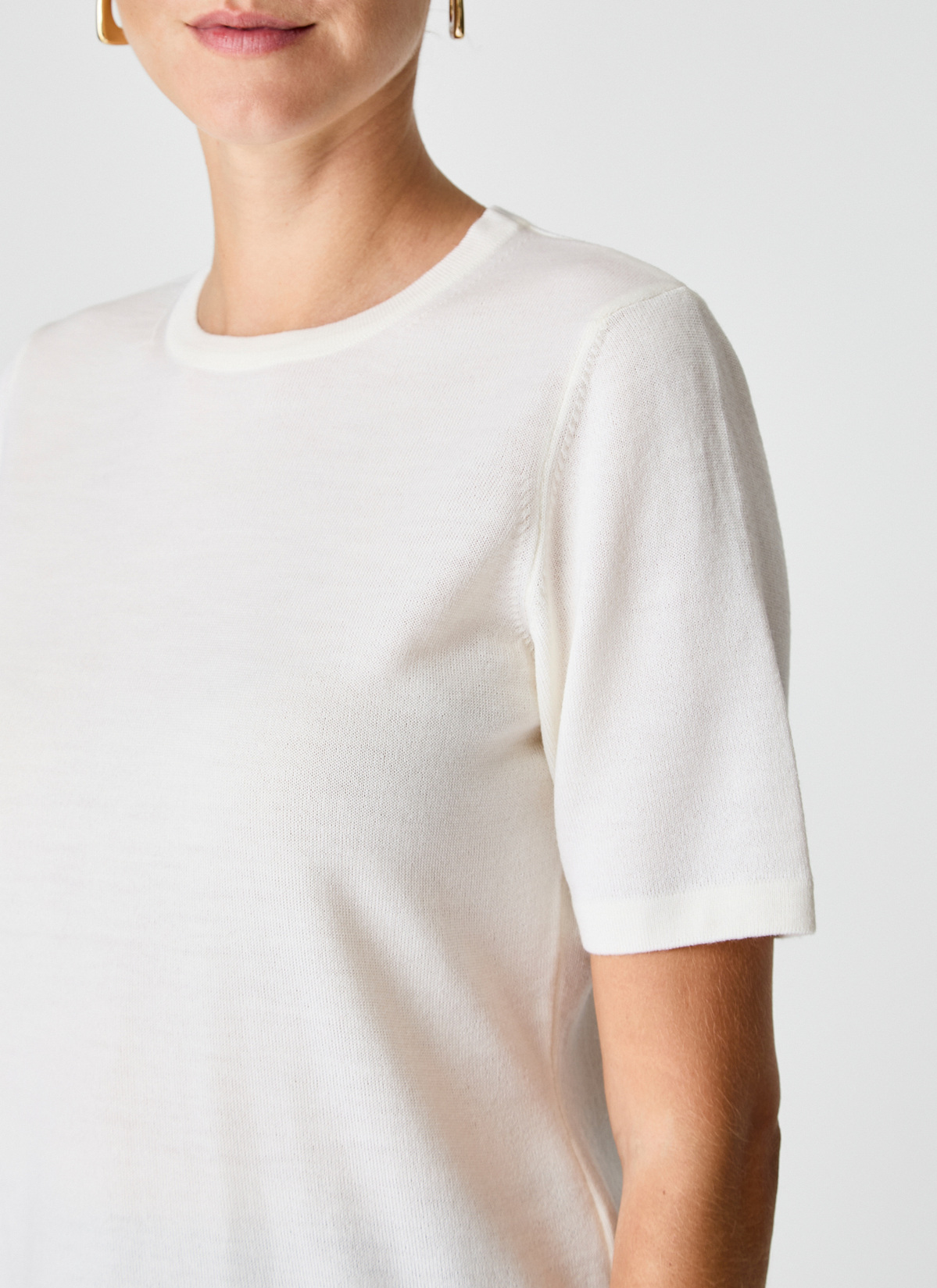 Pullover Rundhals, Off White Detailansicht 1