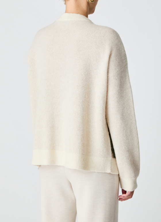 Pullover Rundhals 1/1 Arm New White Frontansicht