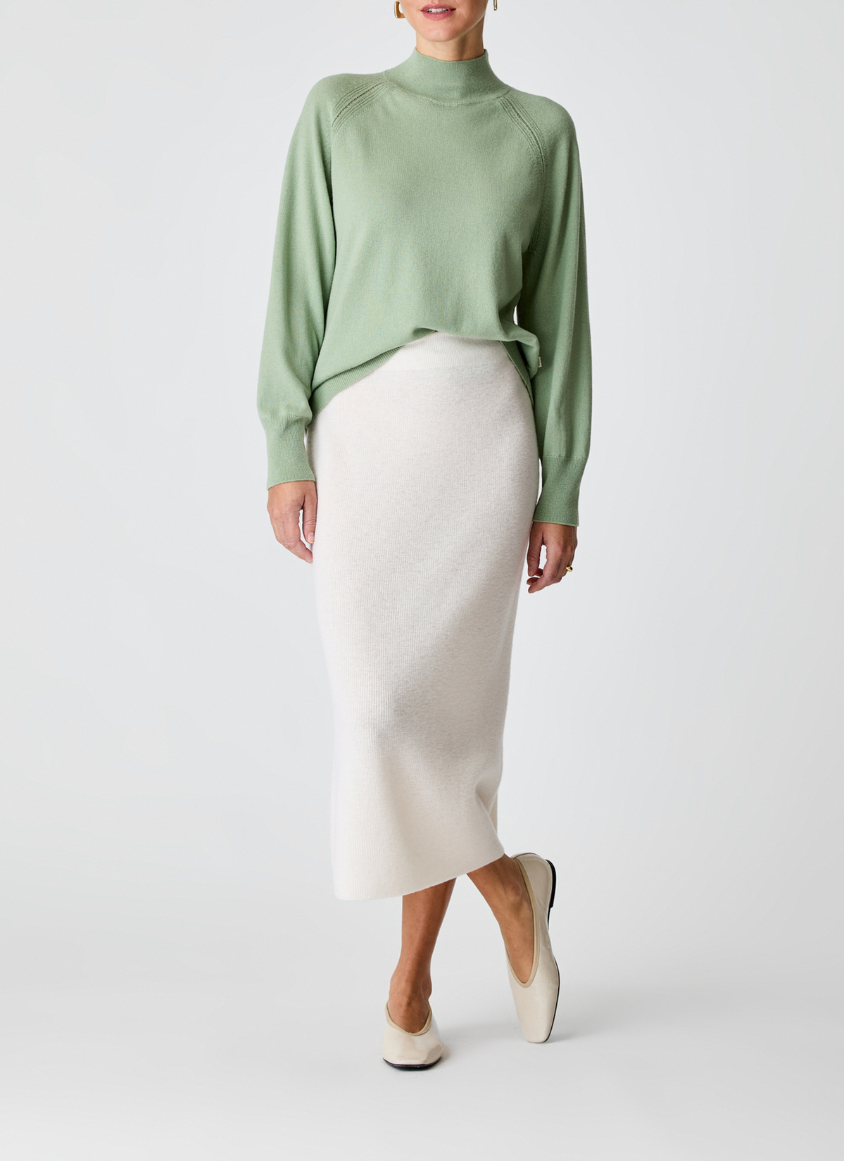 Pullover Stehkragen 1/1 Arm, Matcha Tea Detailansicht 1