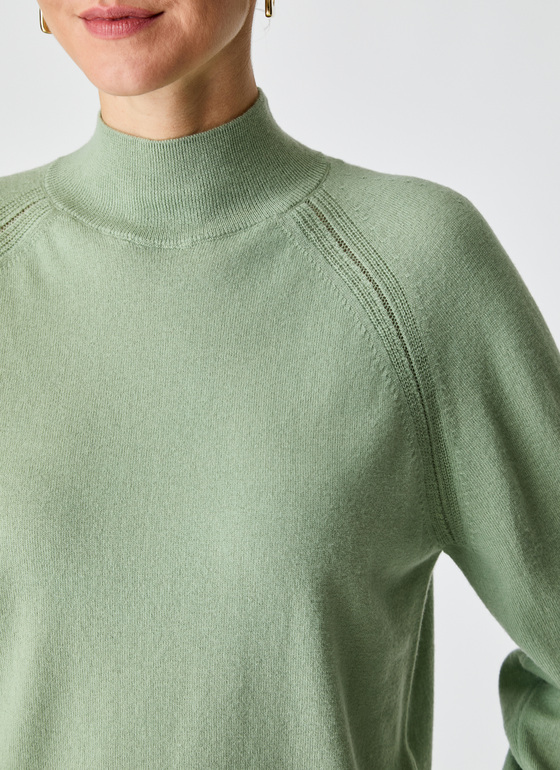 Pullover Stehkragen 1/1 Arm Matcha Tea Frontansicht