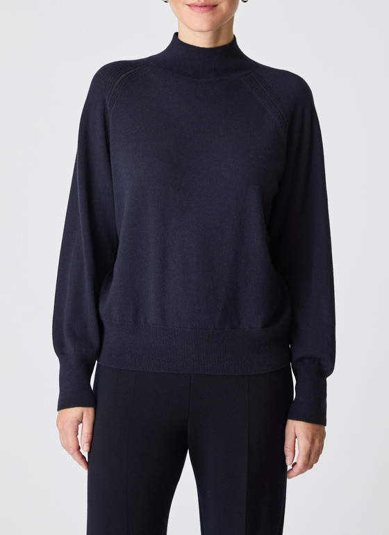 Pullover Stehkragen 1/1 Arm Navy Frontansicht