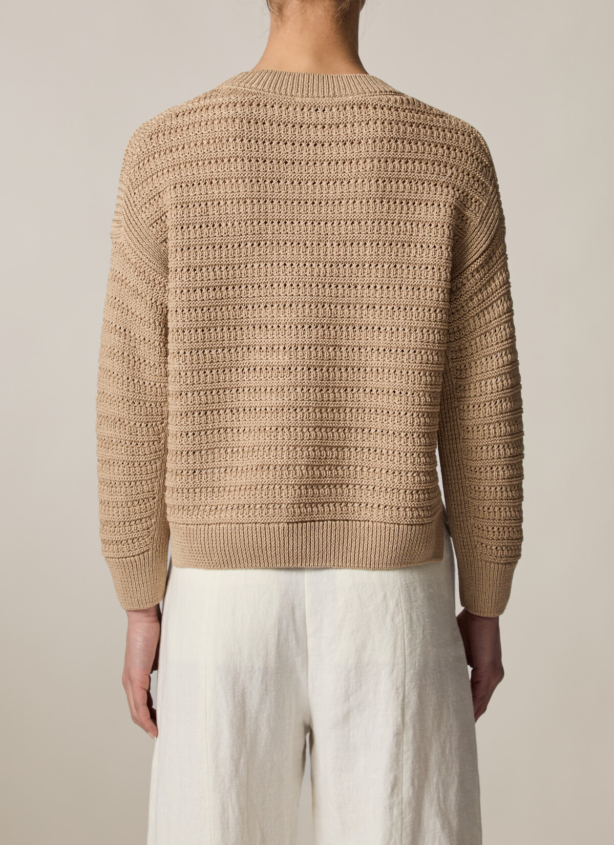 Pullover Rundhals 1/1 Arm, Beach Brown Rückansicht