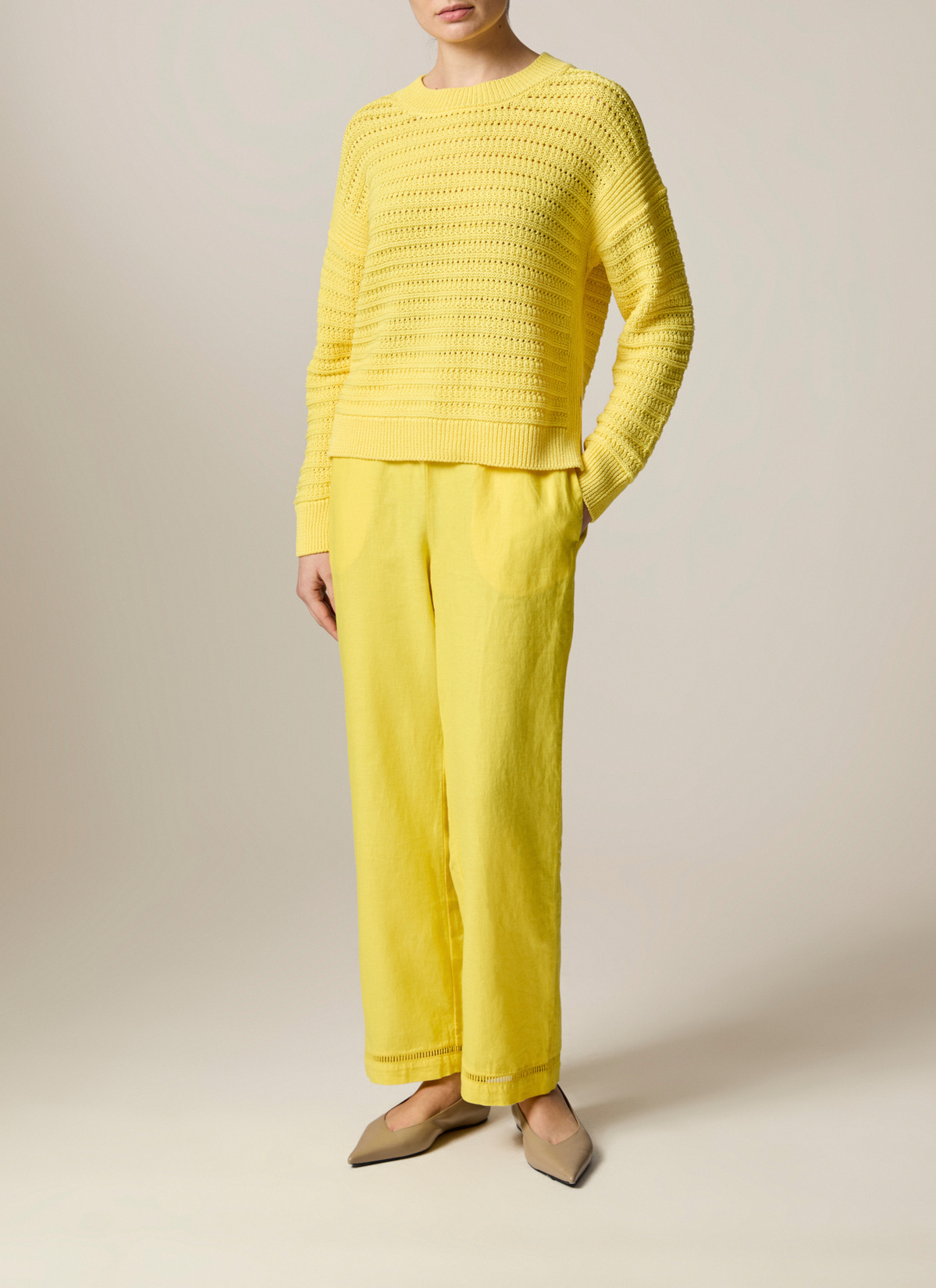 Pullover Rundhals 1/1 Arm, Lemon Zest Detailansicht 2