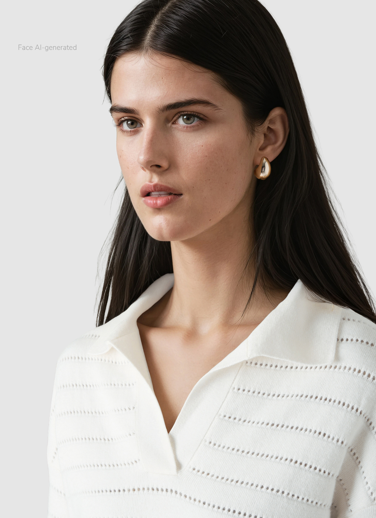 Pullover Polo 1/2 Arm, New White Detailansicht 1