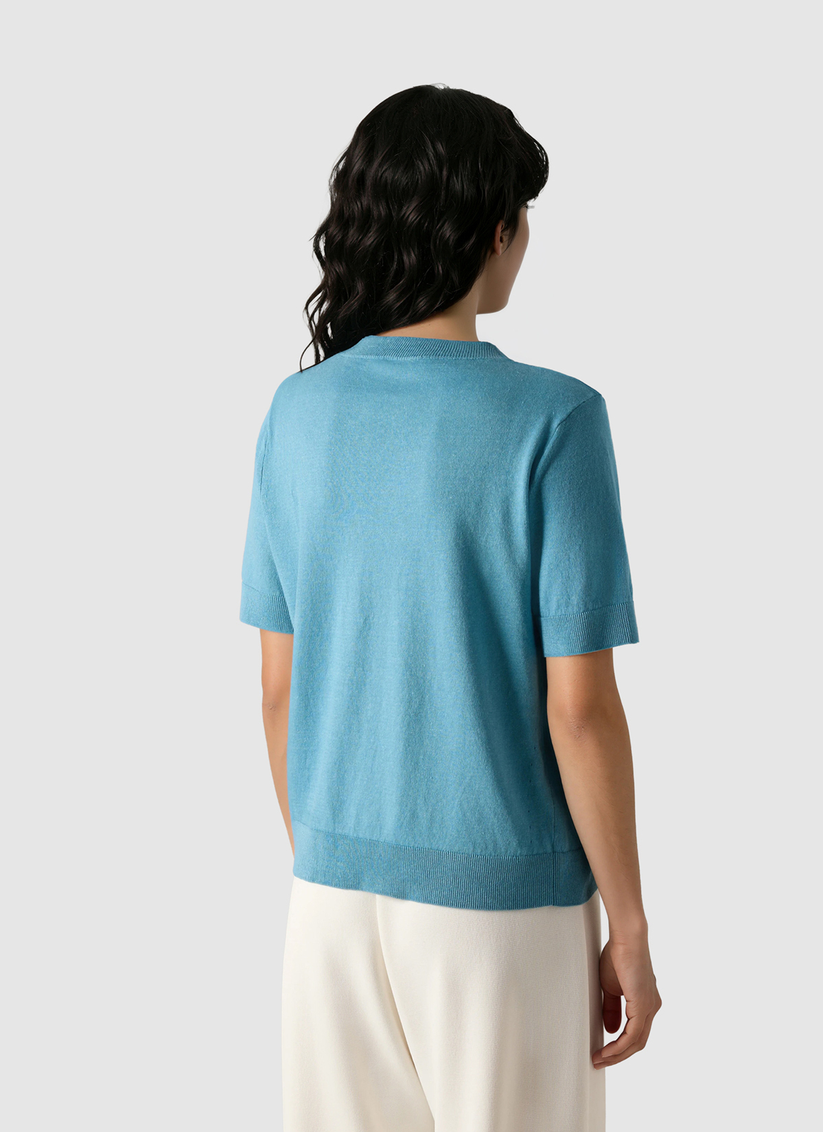 Pullover Rundhals 1/2 Arm, Delphinium Blue Rückansicht