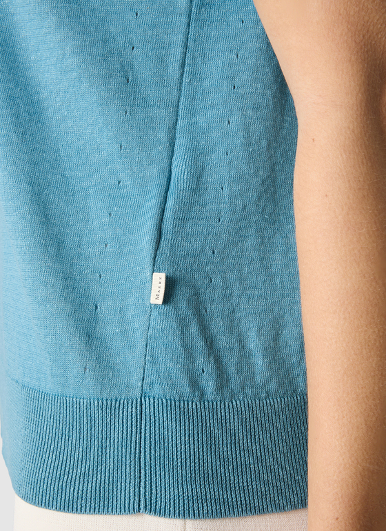 Pullover Rundhals 1/2 Arm Delphinium Blue Frontansicht