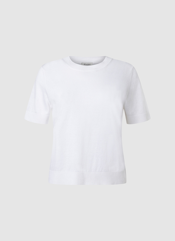 Pullover Rundhals 1/2 Arm New White Frontansicht