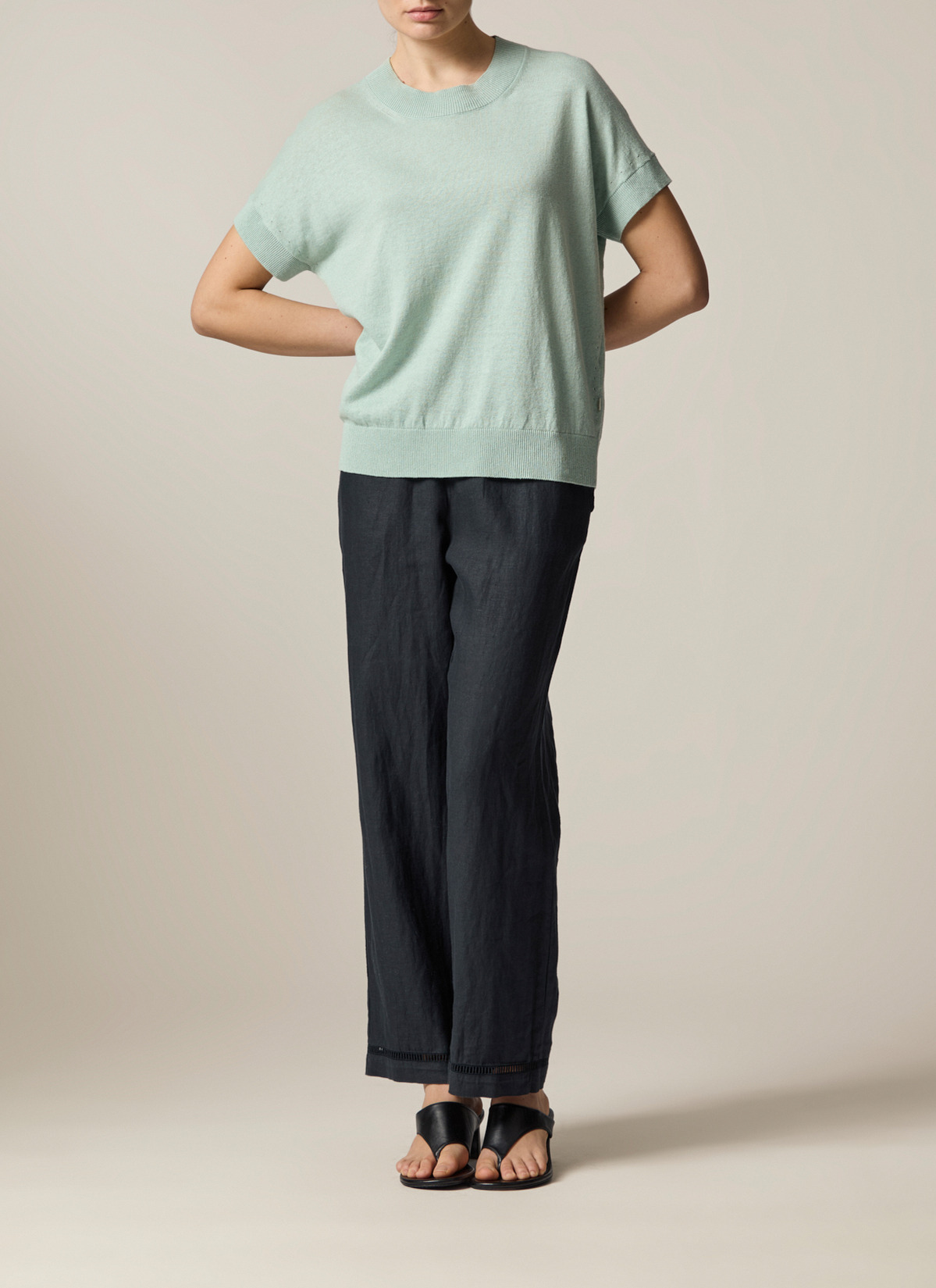 Pullover Rundhals 1/2 Arm, Light Aqua Detailansicht 2