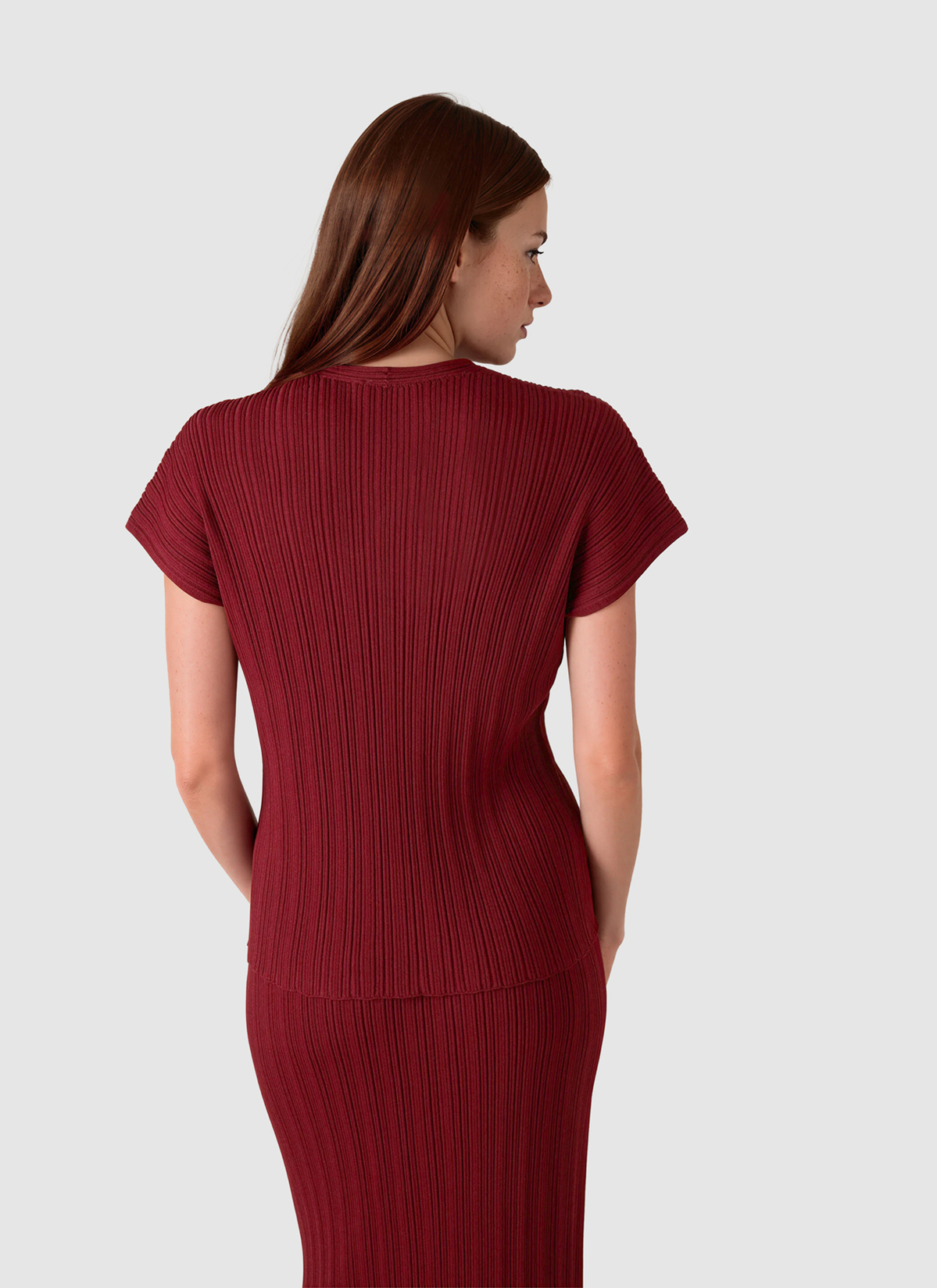 Pullover V-Neck 1/2 Arm, Red Pear Rückansicht