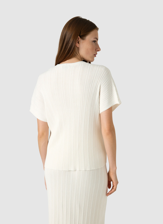 Pullover V-Neck 1/2 Arm Off White Frontansicht