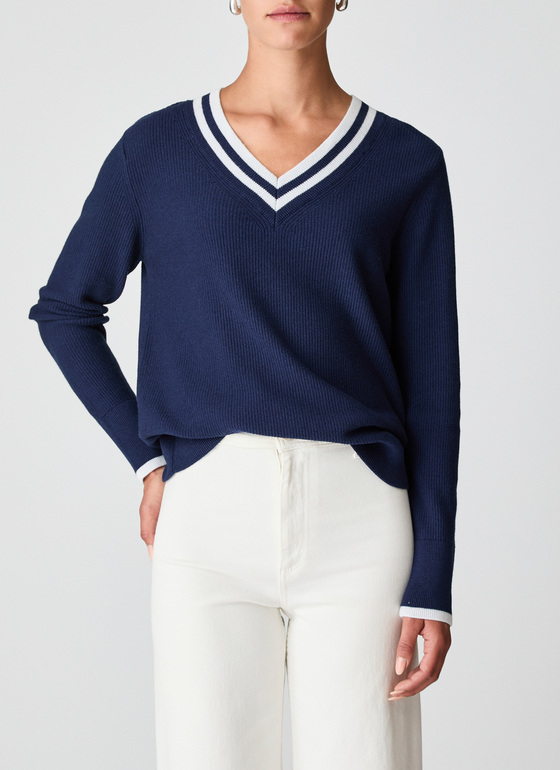Pullover V-Ausschnitt 1/1 Arm Bright Night Frontansicht