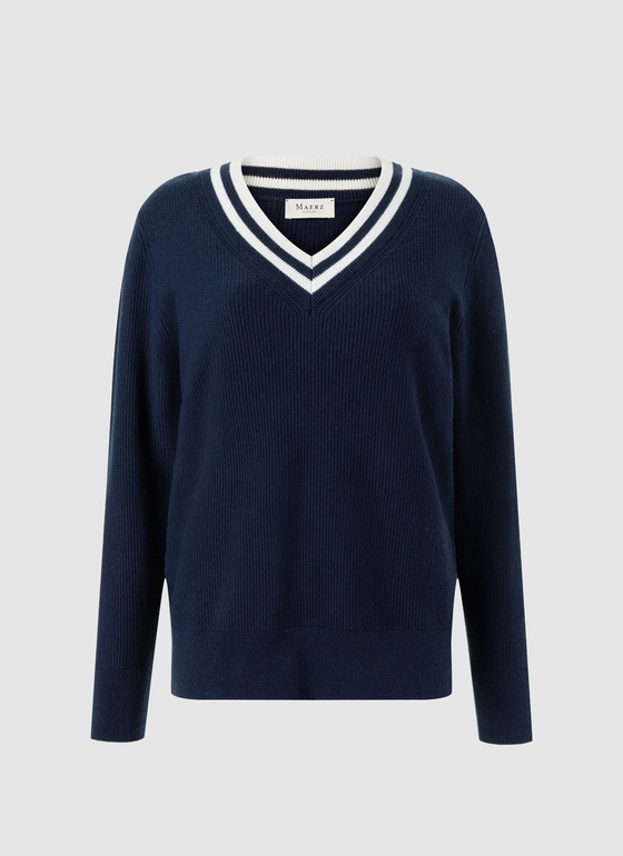Pullover V-Ausschnitt 1/1 Arm Bright Night Frontansicht