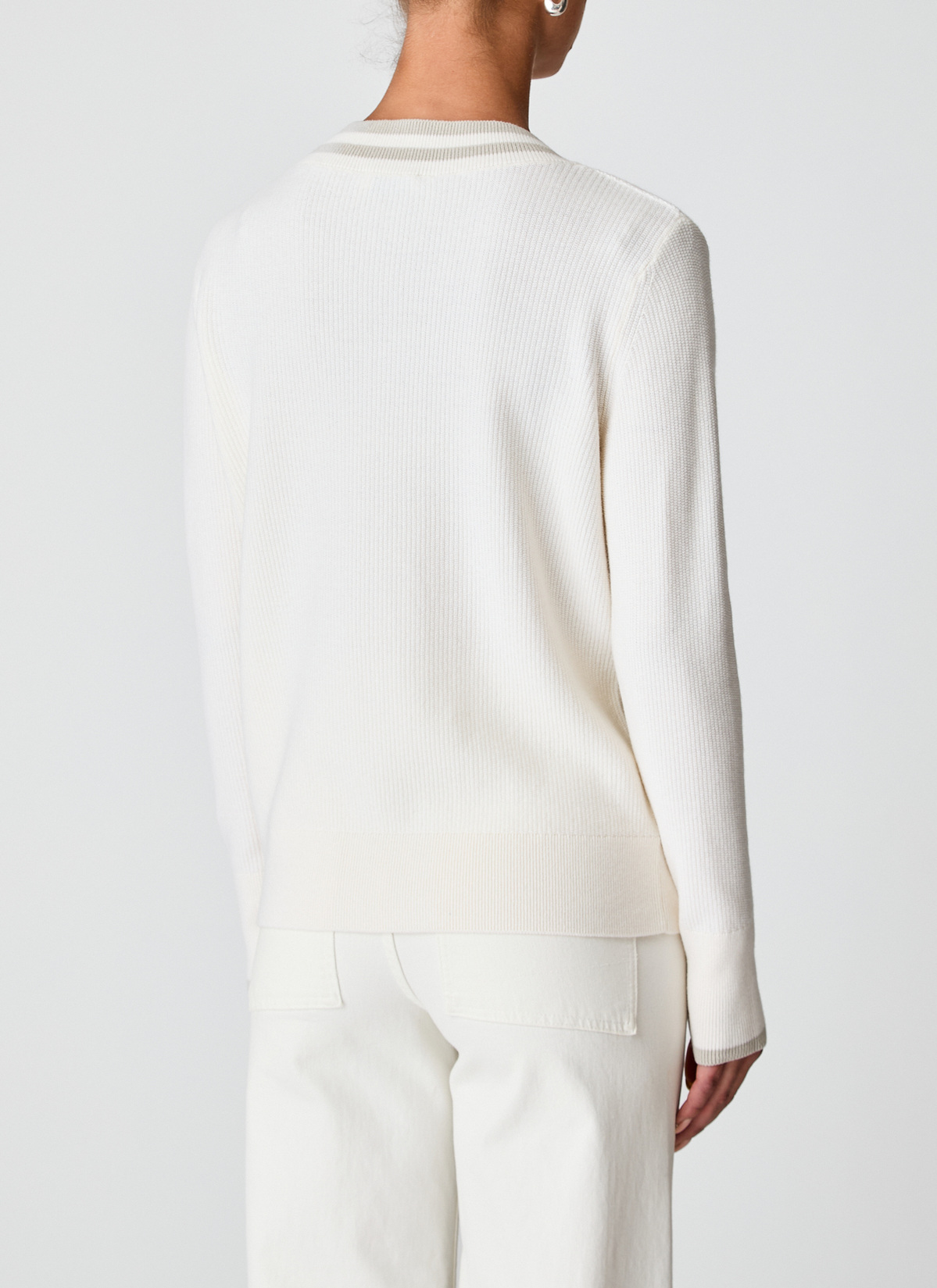 Pullover V-Ausschnitt 1/1 Arm, New White Rückansicht