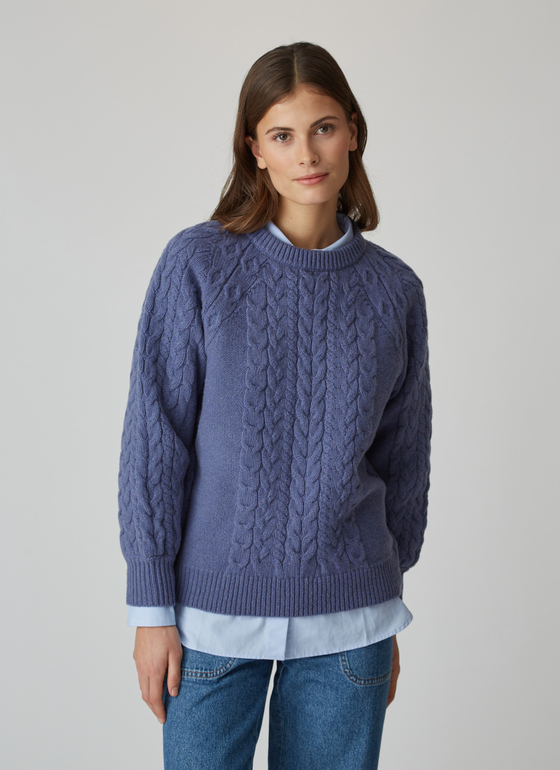 Pullover Rundhals 1/1 Arm Lapis Frontansicht