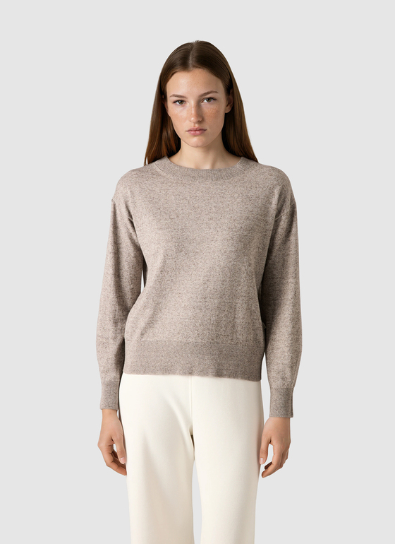 Pullover Rundhals 1/1 Arm Pale Brown Frontansicht