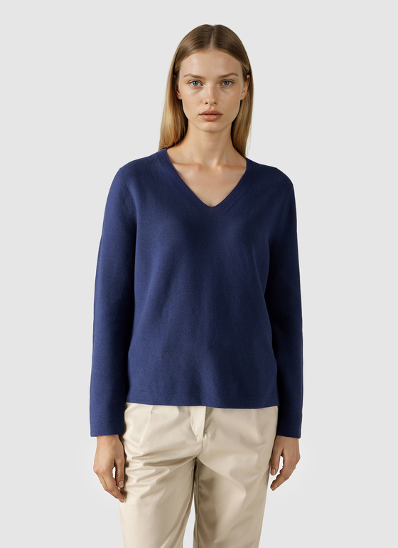 Pullover V-Ausschnitt 1/1 Arm Midnight Sail Frontansicht